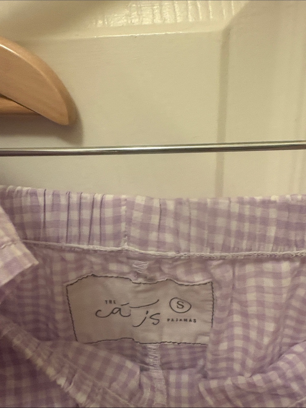 Cotton Gingham Short-Sleeve Pajama Set in Lavender - Cozy Sleepwear - Picture 4 of 4